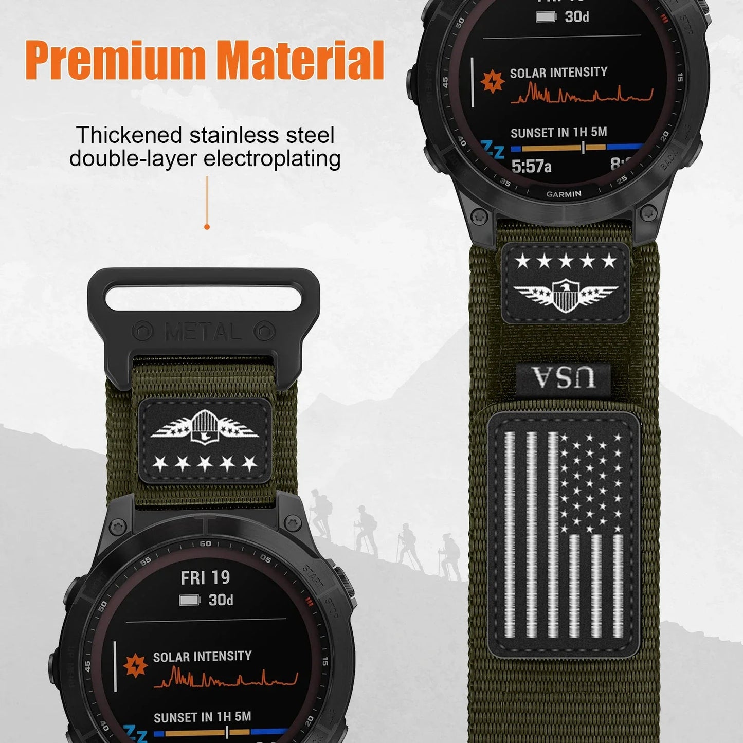 Garmin Trail Loop Nylon Strap - Tactical and Breathable Band BandsCo Straps