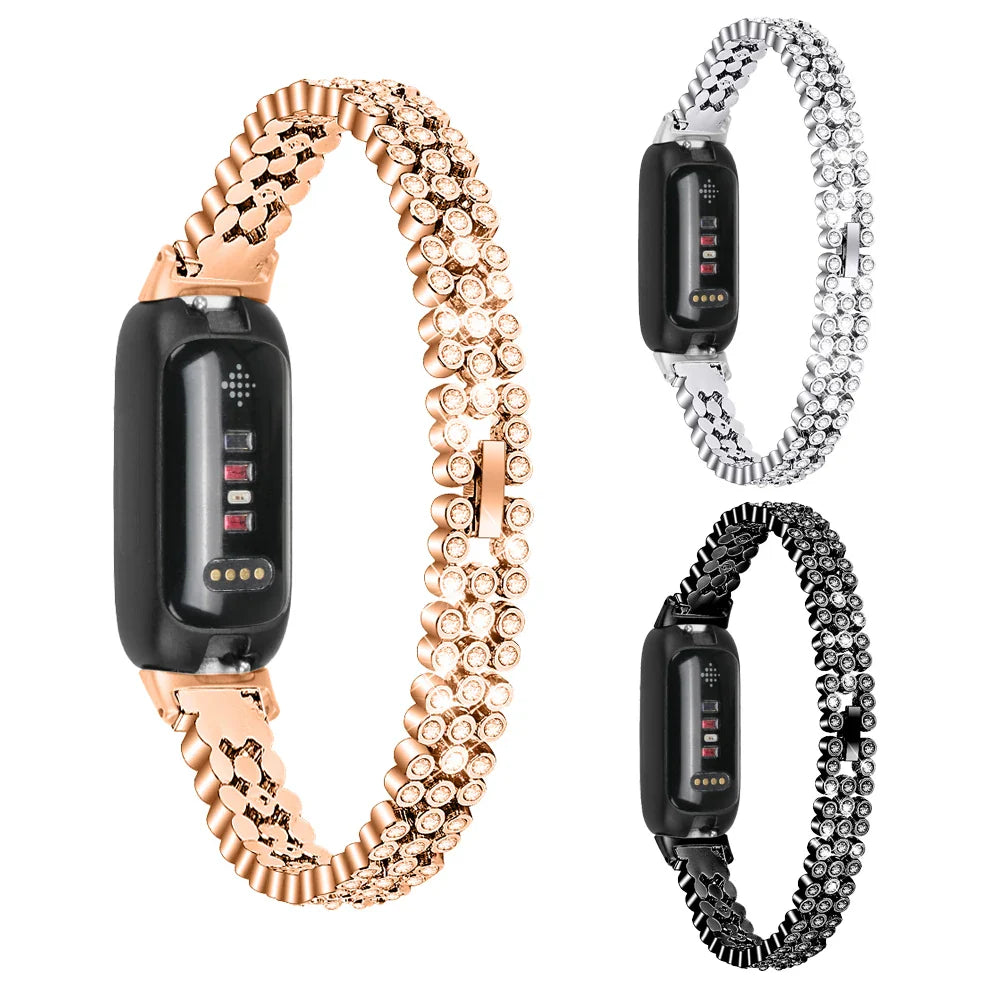 Fitbit Inspire 3 Metal Strap - Elegant Bling Design Bracelet BandsCo Straps