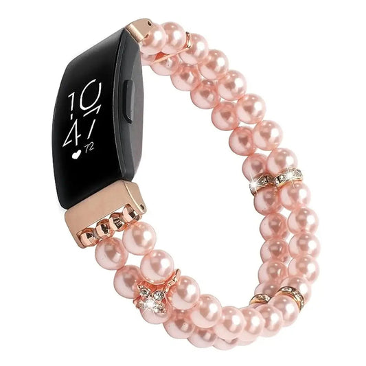 Fitbit Inspire 3 Elastic Pearl Band – Stylish Beaded Stretch Strap BandsCo Straps