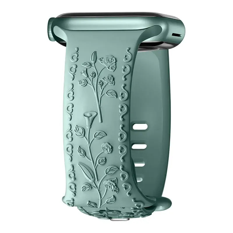 Apple Watch Silicone Band - Floral Engraved - Stylish Design BandsCo Straps