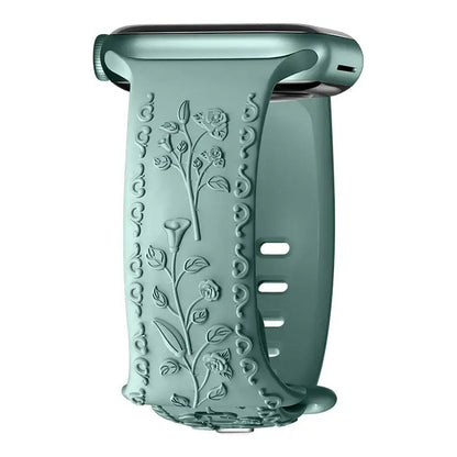 Apple Watch Silicone Band - Floral Engraved - Stylish Design BandsCo Straps