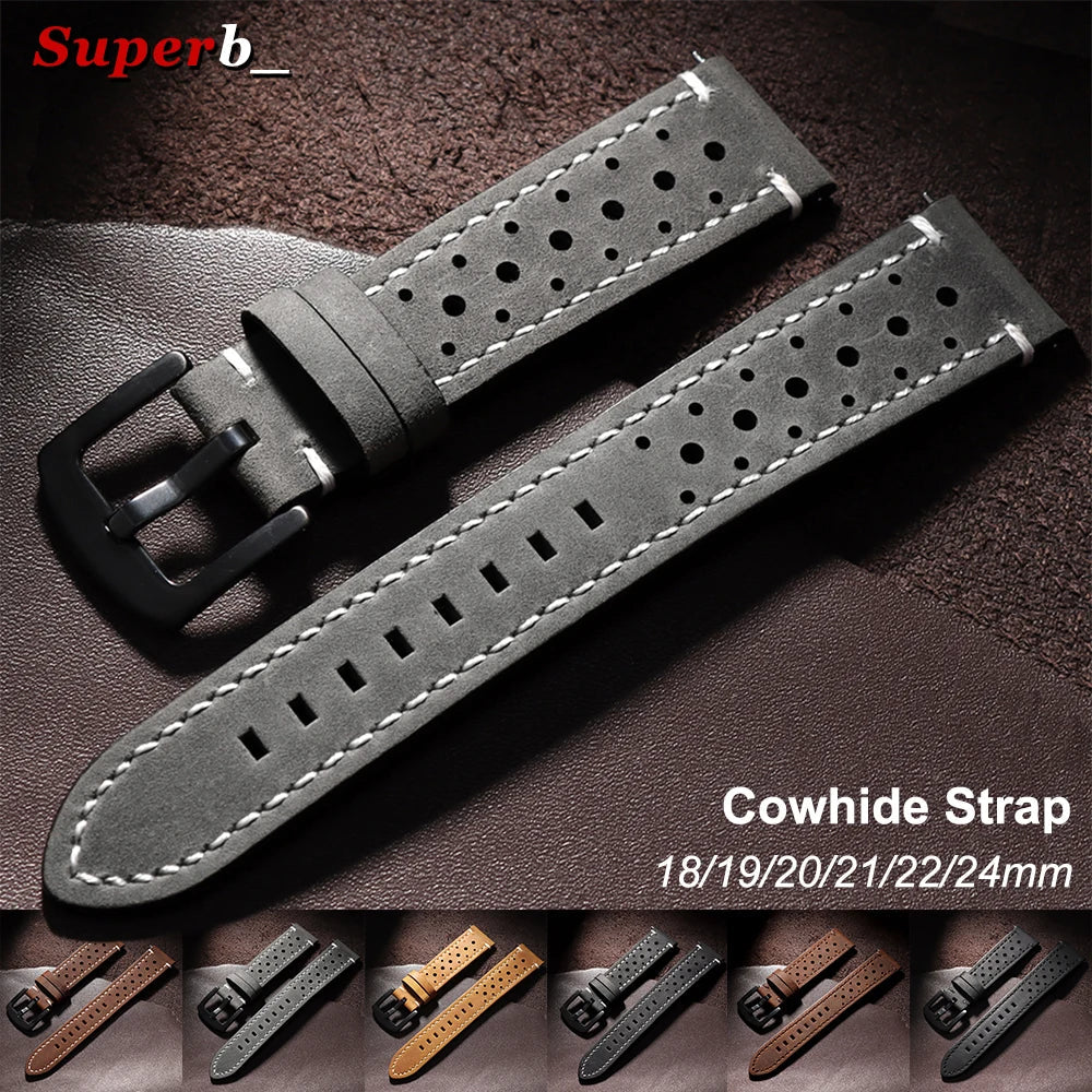Amazfit Bands Leather Quick Release Watch Band Vintage Brown Cowhide Strap BandsCo Straps