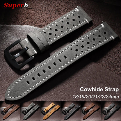 Amazfit Bands Leather Quick Release Watch Band Vintage Brown Cowhide Strap BandsCo Straps