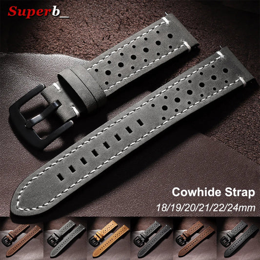 Amazfit Bands Leather Quick Release Watch Band Vintage Brown Cowhide Strap BandsCo Straps