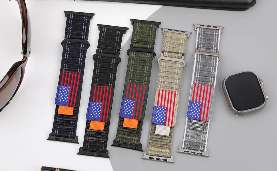 USA Flag Trail Loop Nylon Straps for Apple Watch - Ultimate Comfort