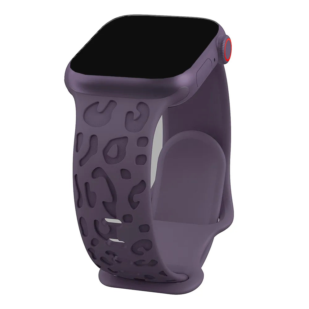 Embossed Cheetah Print Silicone Strap For Apple Watch - Wristwatchstraps.co