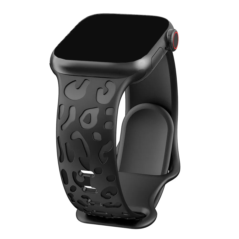 Embossed Cheetah Print Silicone Strap For Apple Watch - Wristwatchstraps.co