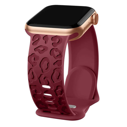 Embossed Cheetah Print Silicone Strap For Apple Watch - Wristwatchstraps.co