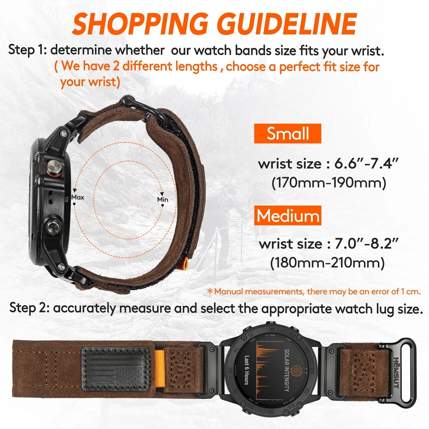 Garmin Leather Watch Band Strap - Premium Sports Style BandsCo Straps