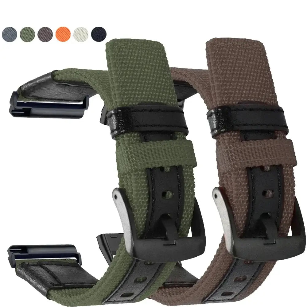 Fitbit Versa & Sense Nylon Leather Band - Versatile Style BandsCo Straps