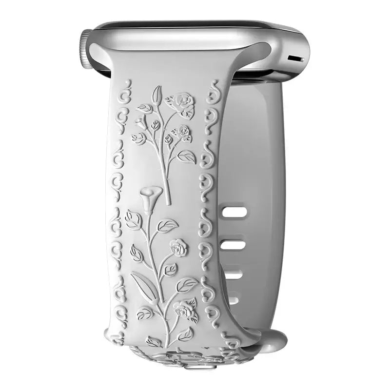 Apple Watch Silicone Band - Floral Engraved - Stylish Design BandsCo Straps