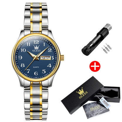 Women's Two Tone Stainless Steel Quartz Watch With Date BandsCo Straps