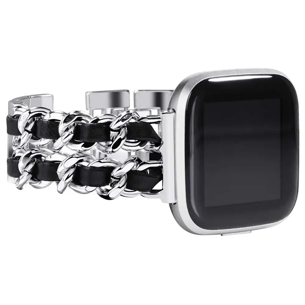 Fitbit Versa & Sense Leather Metal Band - Luxurious Design BandsCo Straps