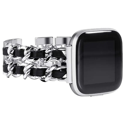 Fitbit Versa & Sense Leather Metal Band - Luxurious Design BandsCo Straps