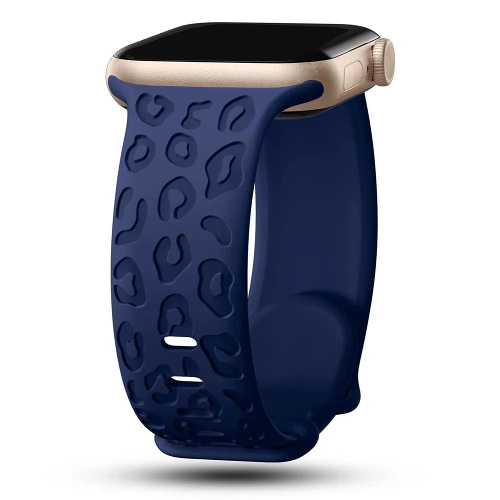 Embossed Cheetah Print Silicone Strap For Apple Watch - Wristwatchstraps.co