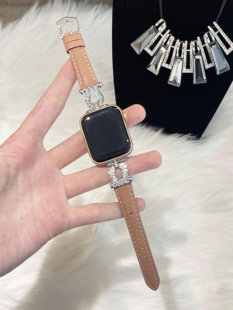 Horseshoe Bling Leather Design for Apple Watch - Wristwatchstraps.co