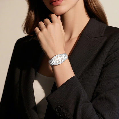 Women's White Ceramic Crystal Bracelet Watch Quartz Gift BandsCo Straps