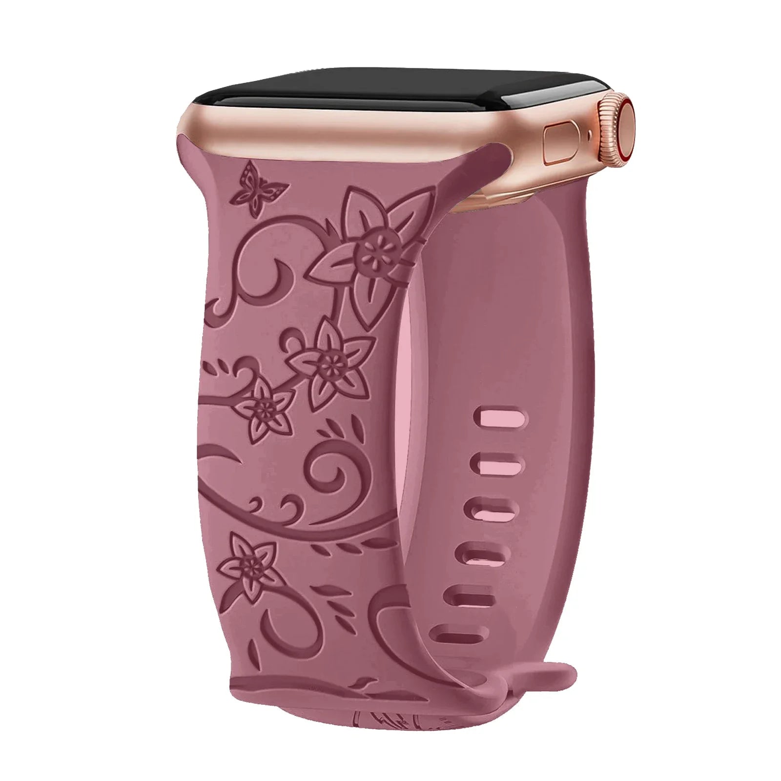Apple Watch Silicone Strap - Floral Engraved, Soft and Waterproof BandsCo Straps