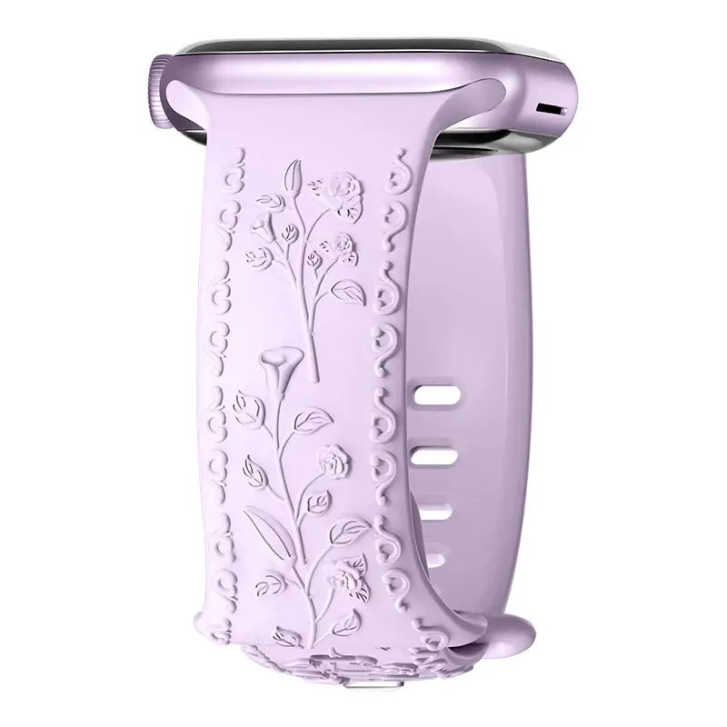 Apple Watch Silicone Band - Floral Engraved - Stylish Design BandsCo Straps