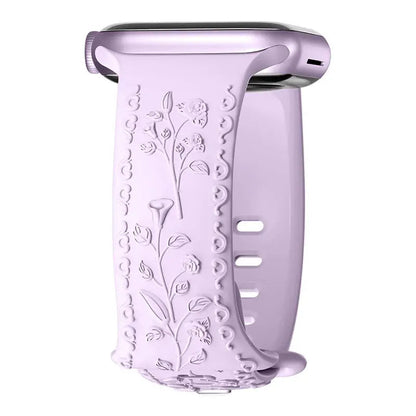 Apple Watch Silicone Band - Floral Engraved - Stylish Design BandsCo Straps