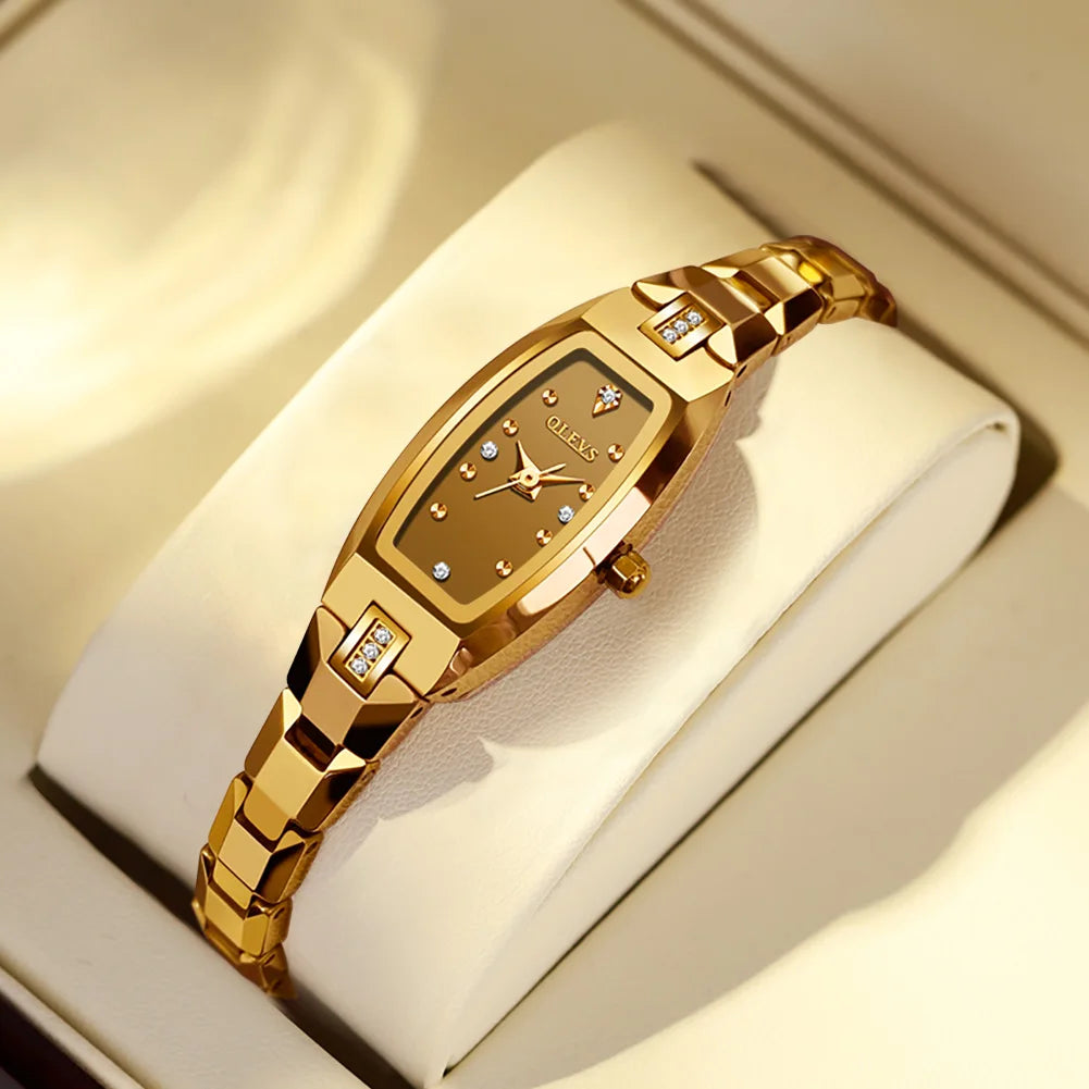Women's Gold Stainless Steel Diamond Dial Dress Watch BandsCo Straps