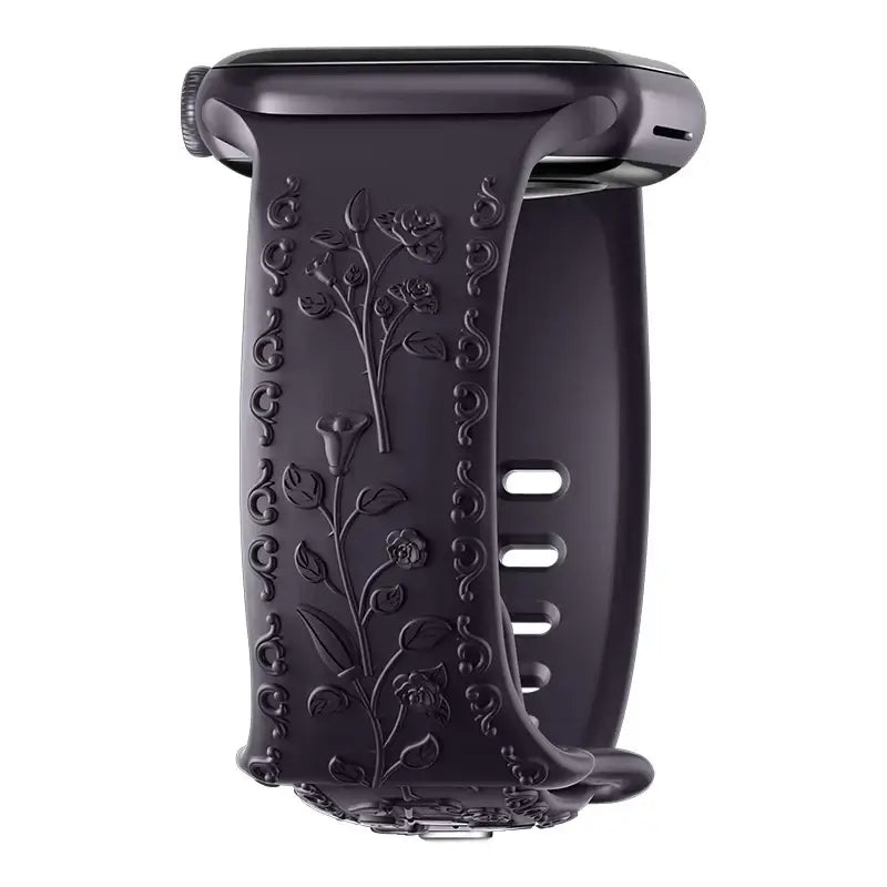 Apple Watch Silicone Band - Floral Engraved - Stylish Design BandsCo Straps
