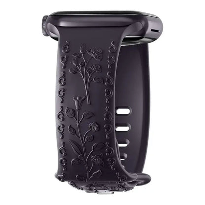 Apple Watch Silicone Band - Floral Engraved - Stylish Design BandsCo Straps