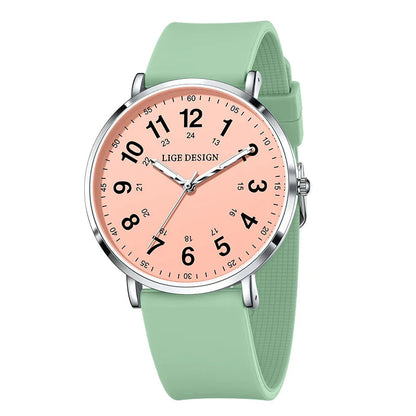 Women's Pink Silicone Watch Large Dial Rose Gold Minimal BandsCo Straps