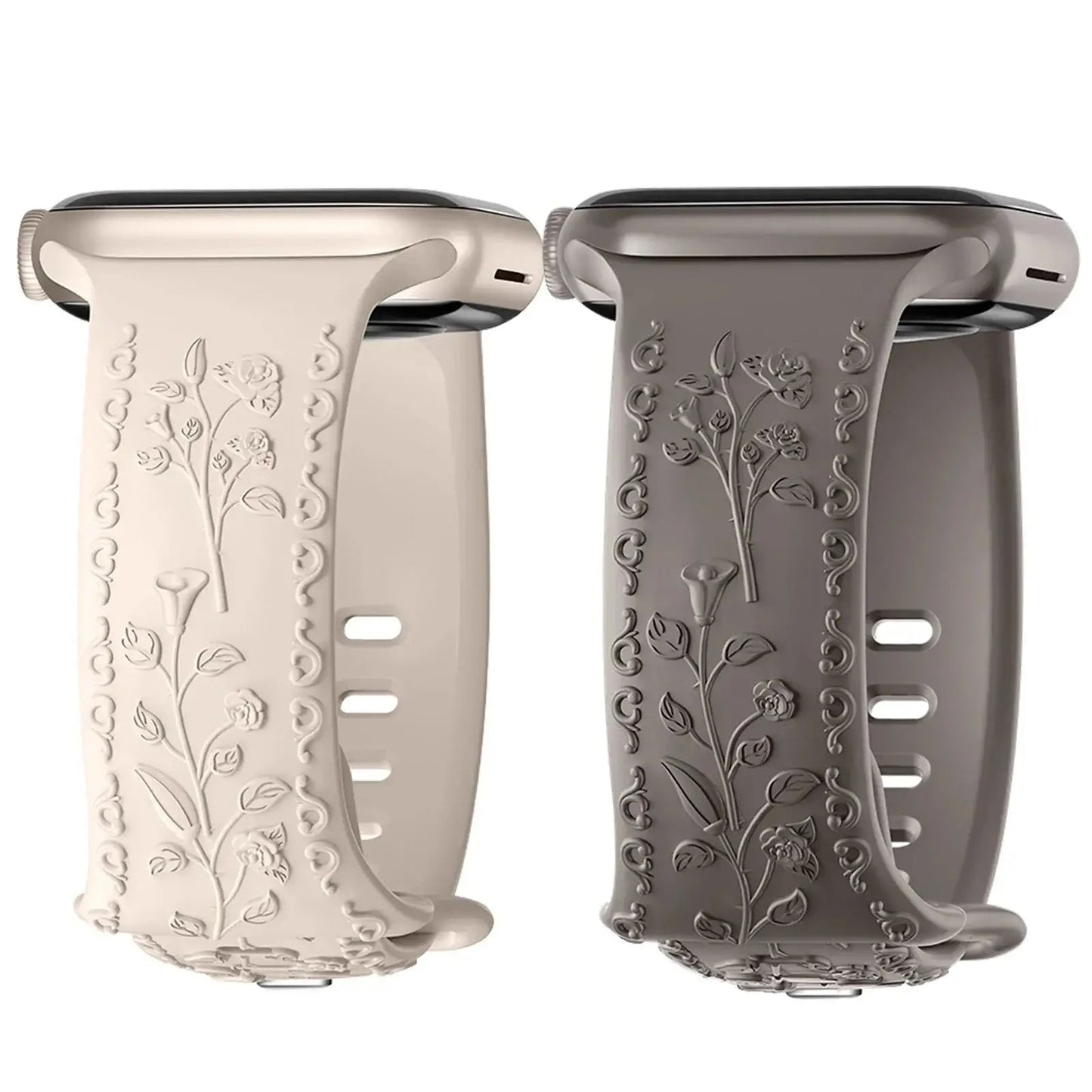 Apple Watch Silicone Band - Floral Engraved - Stylish Design BandsCo Straps
