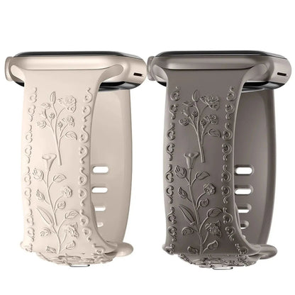 Apple Watch Silicone Band - Floral Engraved - Stylish Design BandsCo Straps