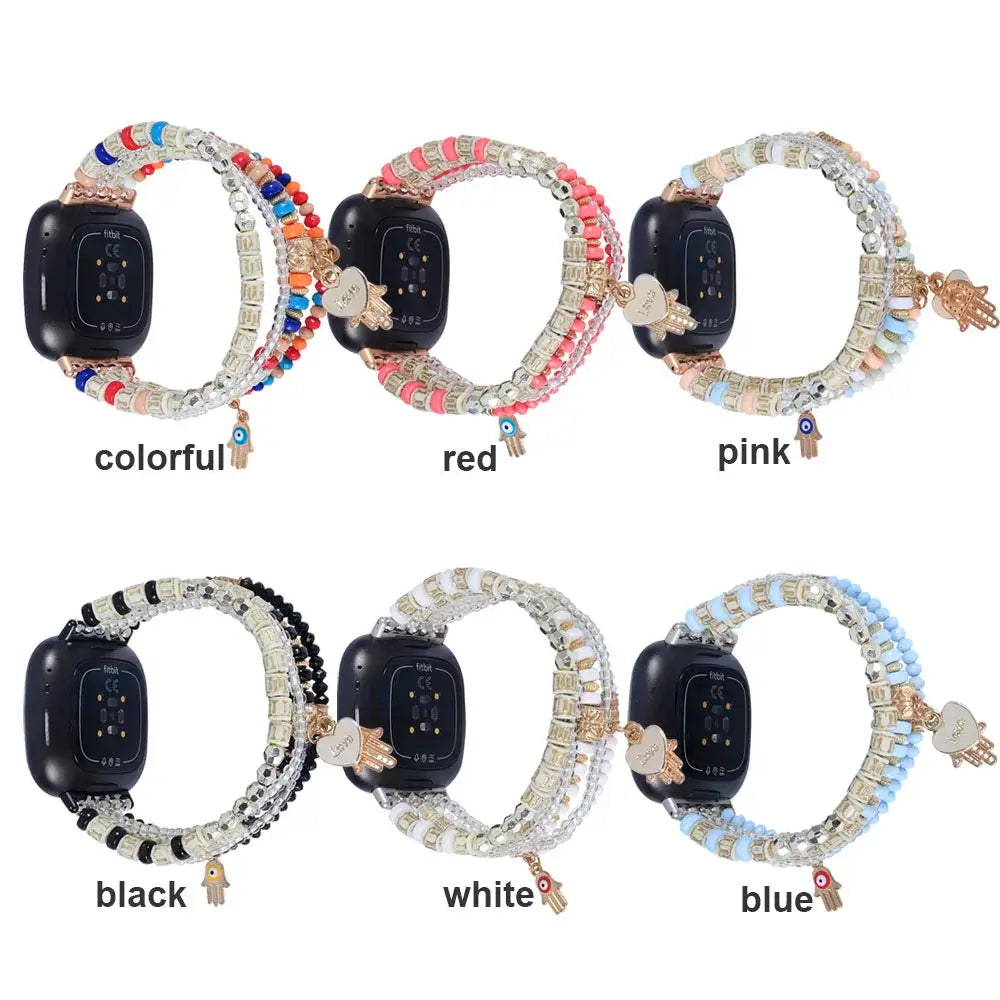 Fitbit Versa & Sense Beaded Elastic Band - Stylish Boho BandsCo Straps