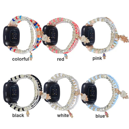 Fitbit Versa & Sense Beaded Elastic Band - Stylish Boho BandsCo Straps