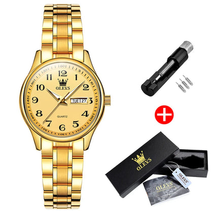 Women's Two Tone Stainless Steel Quartz Watch With Date BandsCo Straps