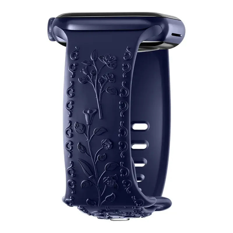 Apple Watch Silicone Band - Floral Engraved - Stylish Design BandsCo Straps