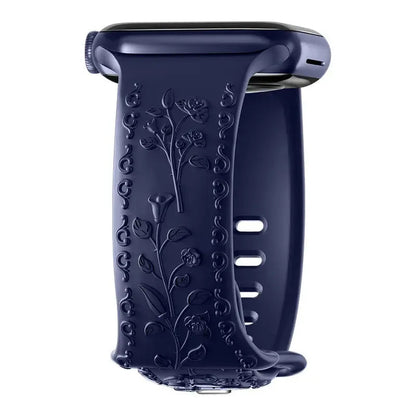 Apple Watch Silicone Band - Floral Engraved - Stylish Design BandsCo Straps