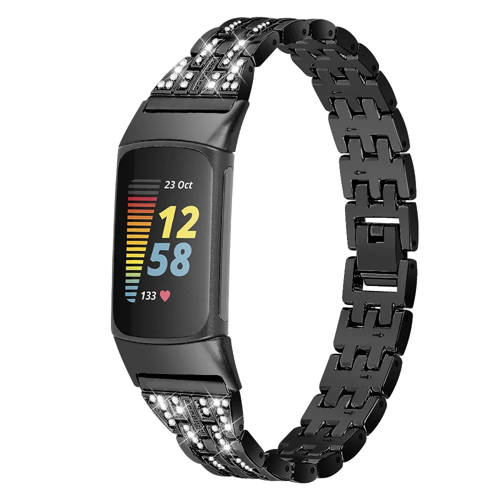 Fitbit Charge 5 6 Metal Band - Stylish Diamond Strap BandsCo Straps