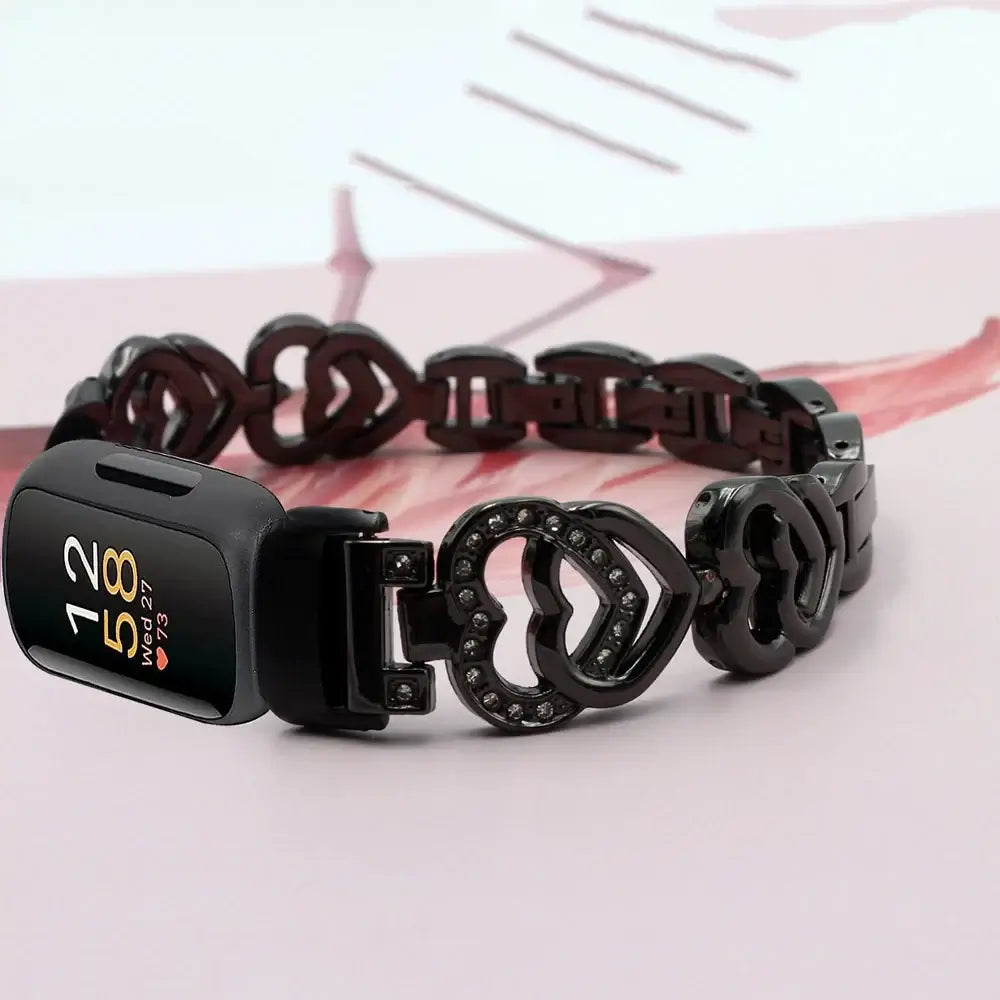Fitbit Inspire 3 Steel Heart Design Band – Elegant Stainless Steel Strap BandsCo Straps