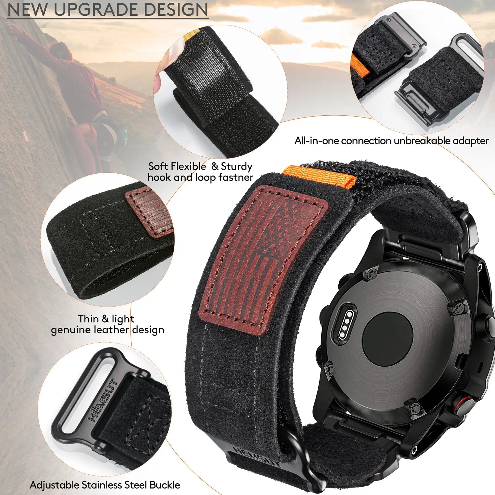 Garmin Leather Watch Band Strap - Premium Sports Style BandsCo Straps