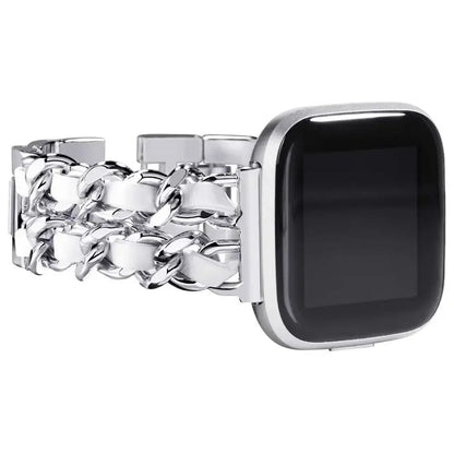 Fitbit Versa & Sense Leather Metal Band - Luxurious Design BandsCo Straps