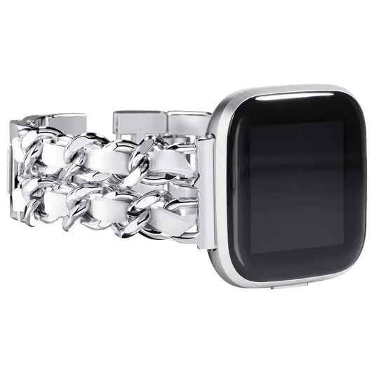 Fitbit Versa & Sense Leather Metal Band - Luxurious Design BandsCo Straps