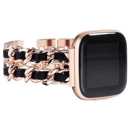 Fitbit Versa & Sense Leather Metal Band - Luxurious Design BandsCo Straps