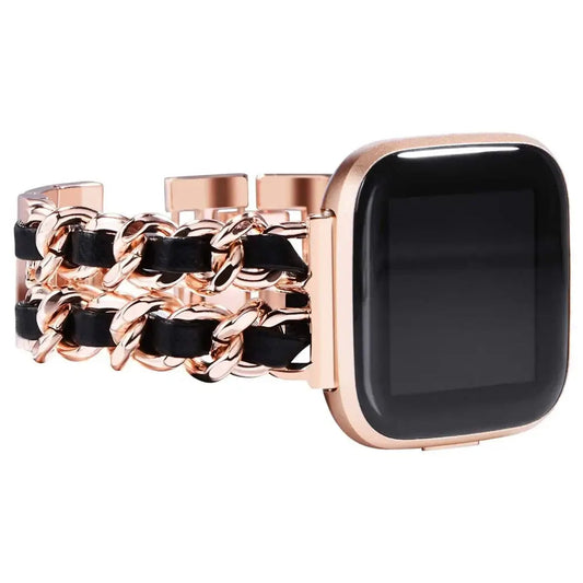 Fitbit Versa & Sense Leather Metal Band - Luxurious Design BandsCo Straps