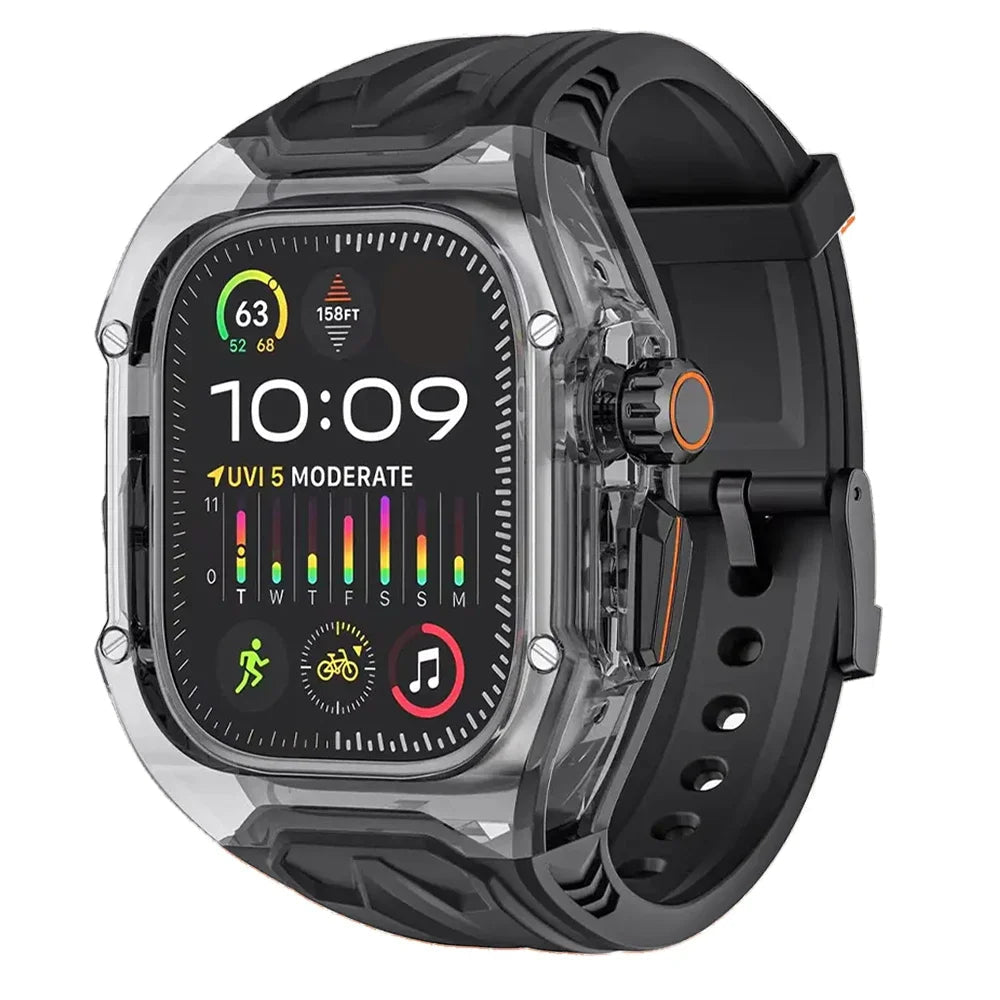 Transparent Armor Mod Kit for Apple Watch Ultra - Rugged Clear Case & TPU Sport Band Wristwatchstraps.co