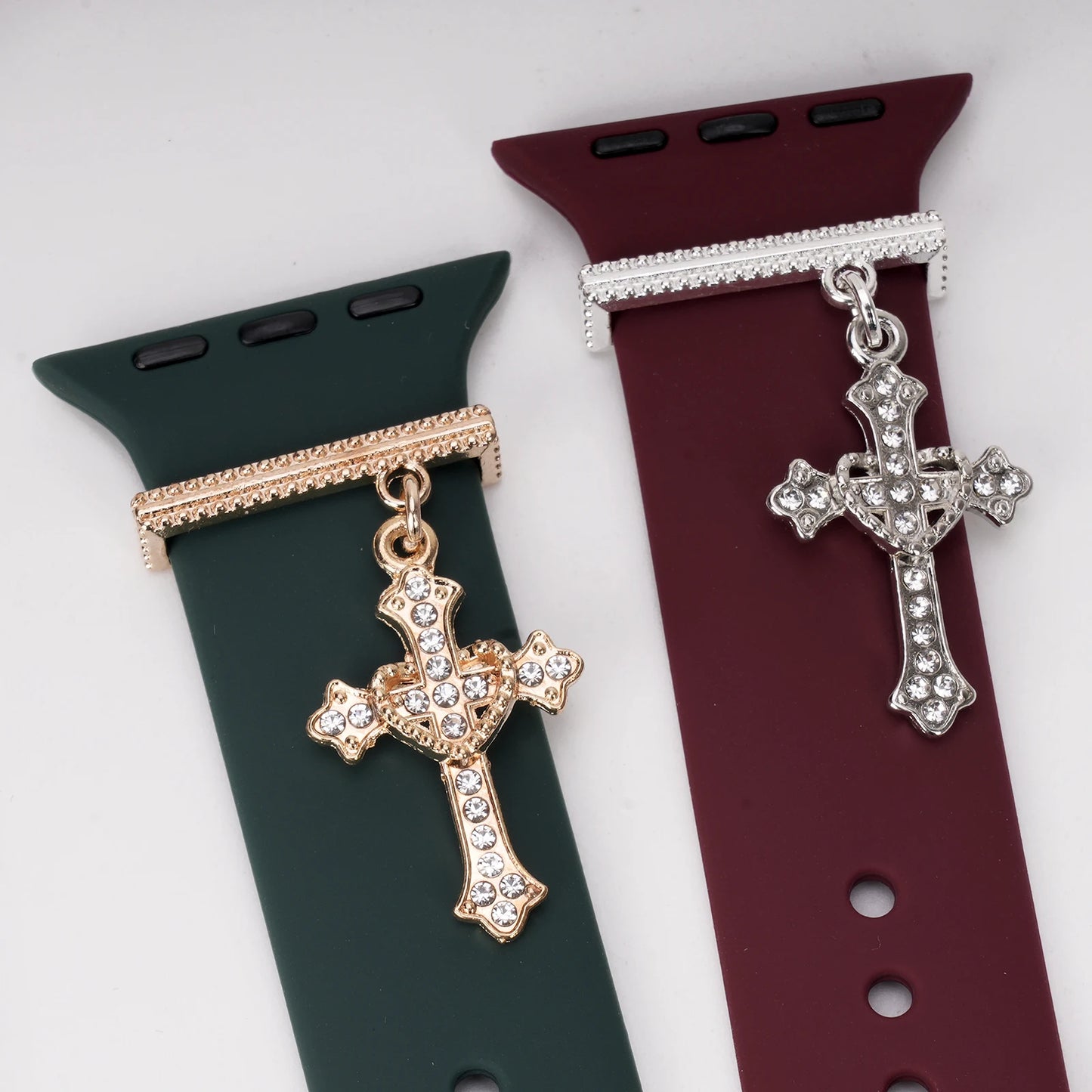 Rhinestone Christian Cross Charm for Watch Straps