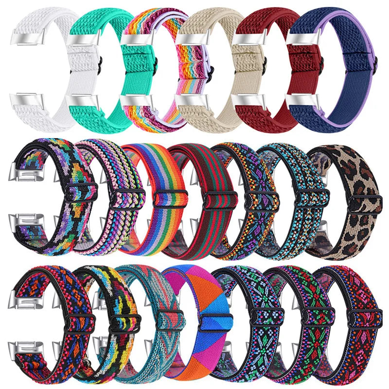 Fitbit Charge 6 5 Nylon Strap - Elastic Sport Fabric Design BandsCo Straps