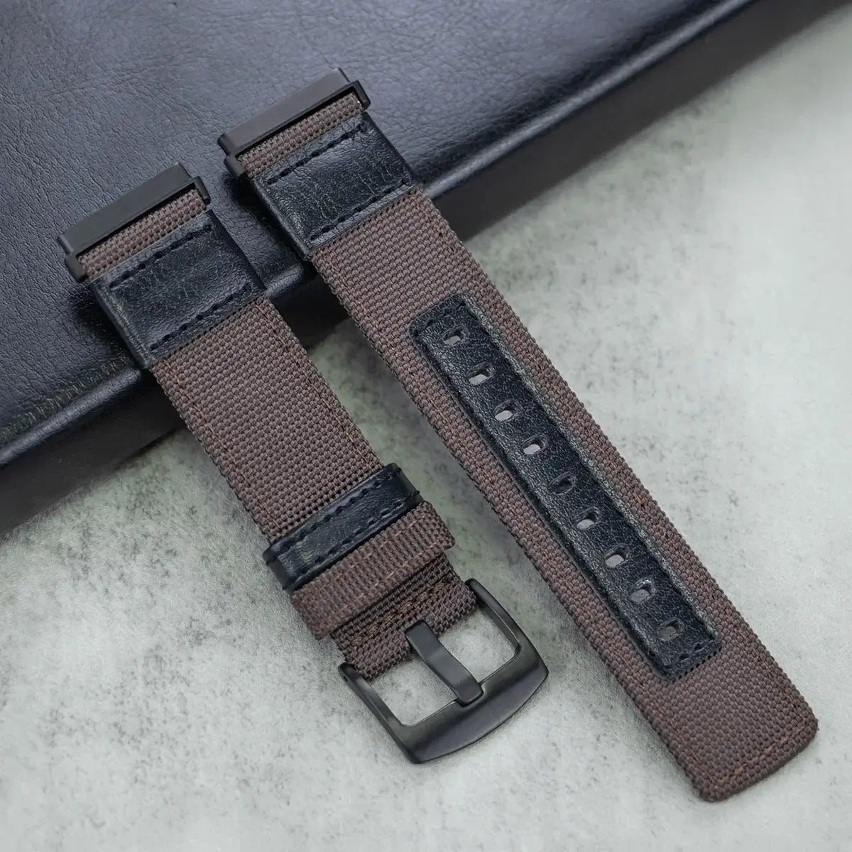 Fitbit Versa & Sense Nylon Leather Band - Versatile Style BandsCo Straps