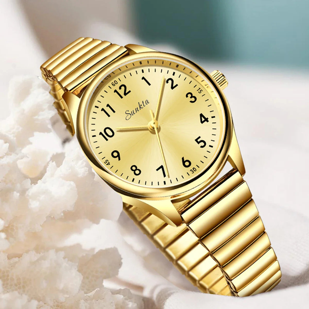 Gold Stainless Steel Women's Watch Quartz Minimalist BandsCo Straps