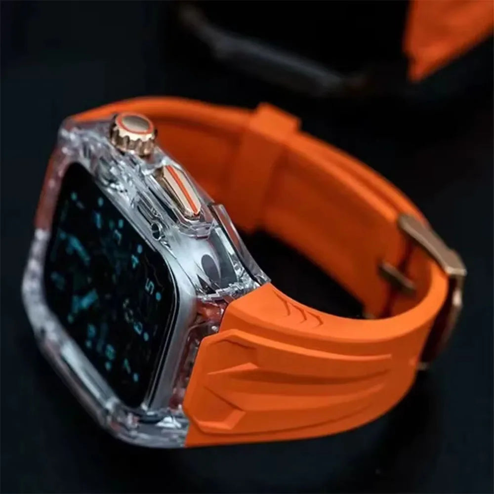 Transparent Armor Mod Kit for Apple Watch Ultra - Rugged Clear Case & TPU Sport Band Wristwatchstraps.co