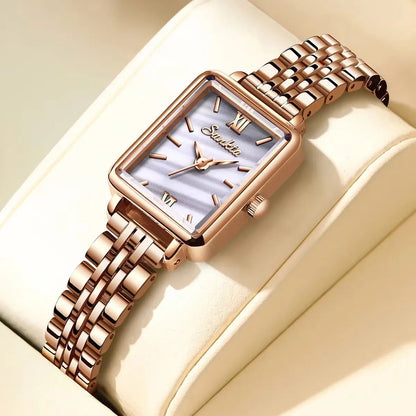 Women's Rose Gold Rectangular Stainless Steel Watch BandsCo Straps