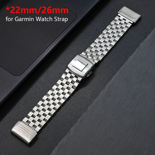 Garmin Stainless Steel Strap - Durable Elegant Bracelet BandsCo Straps